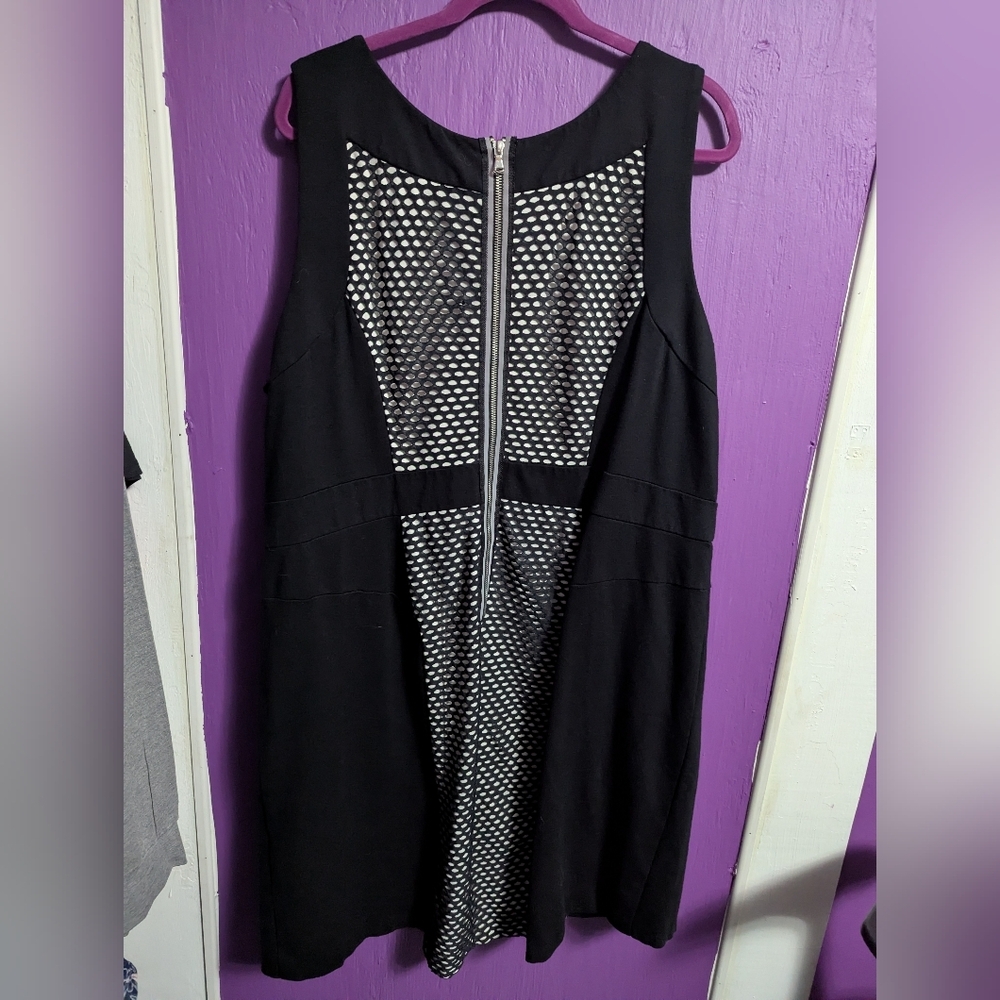 💜 Lane Bryant Black Cream Mesh Detail Fitted Tank Midi Dress 26 4X - Picture 3 of 3